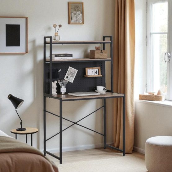 Escritorio de hierro con 2 estantes y organizador 84x50x148 cm