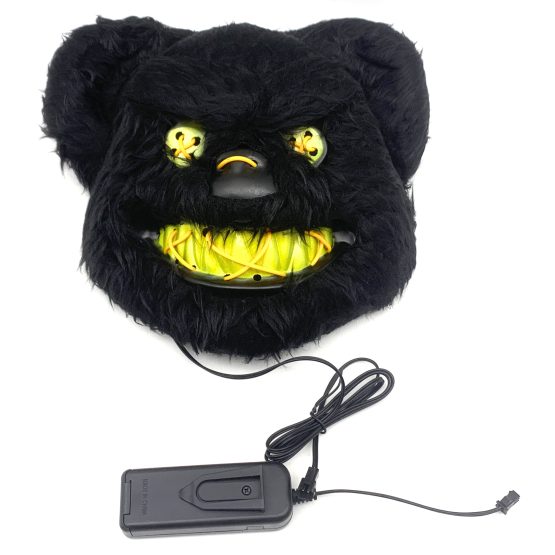 Mascara plastico peluche oso con luz 20×23 cm