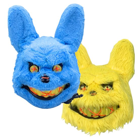 Mascara plastico peluche conejo con luz 21×36 cm