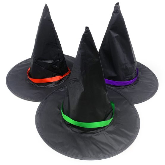 Gorro de bruja negro con cinta color 37×34 cm