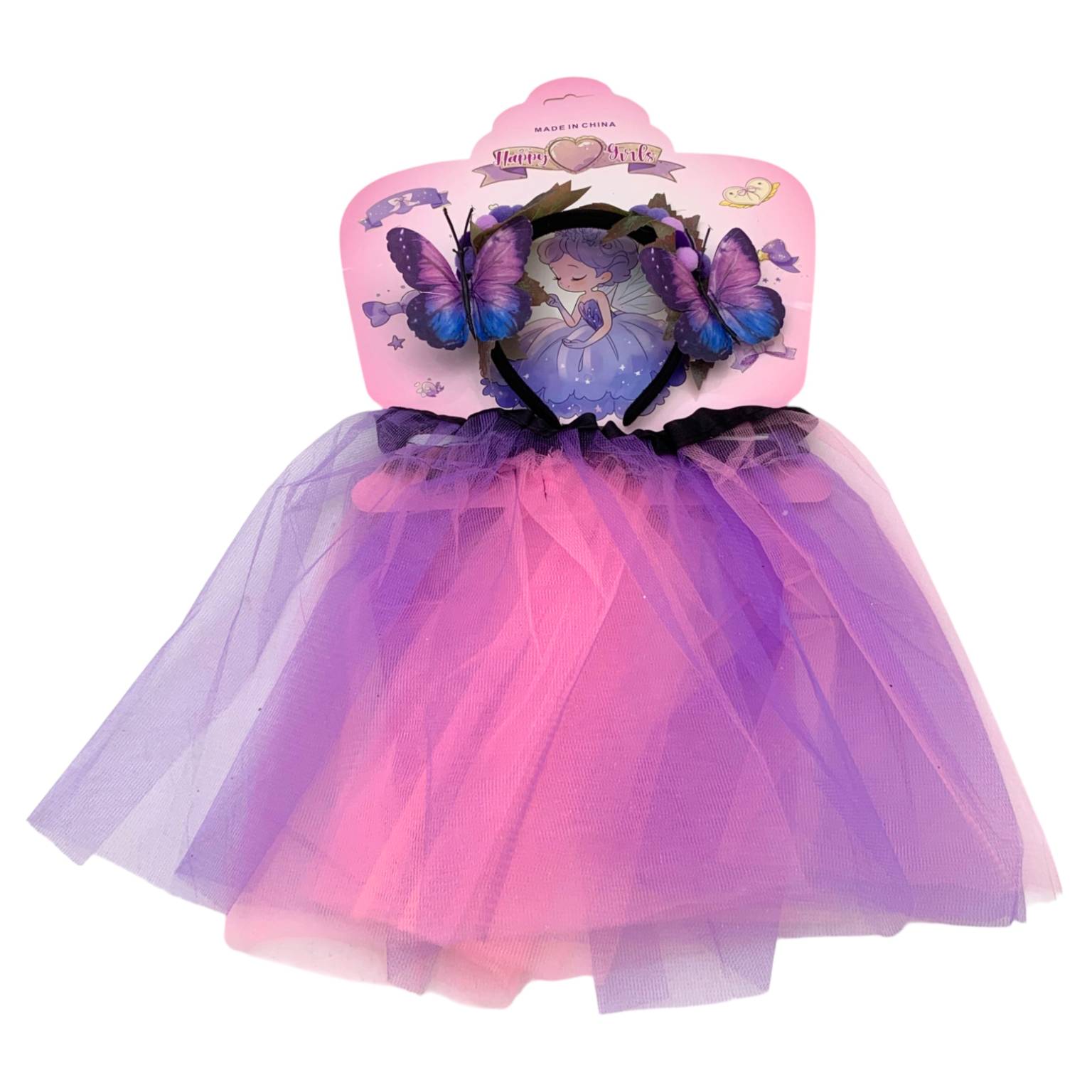 Disfraz pollera con tiara mariposa 24×30 cm