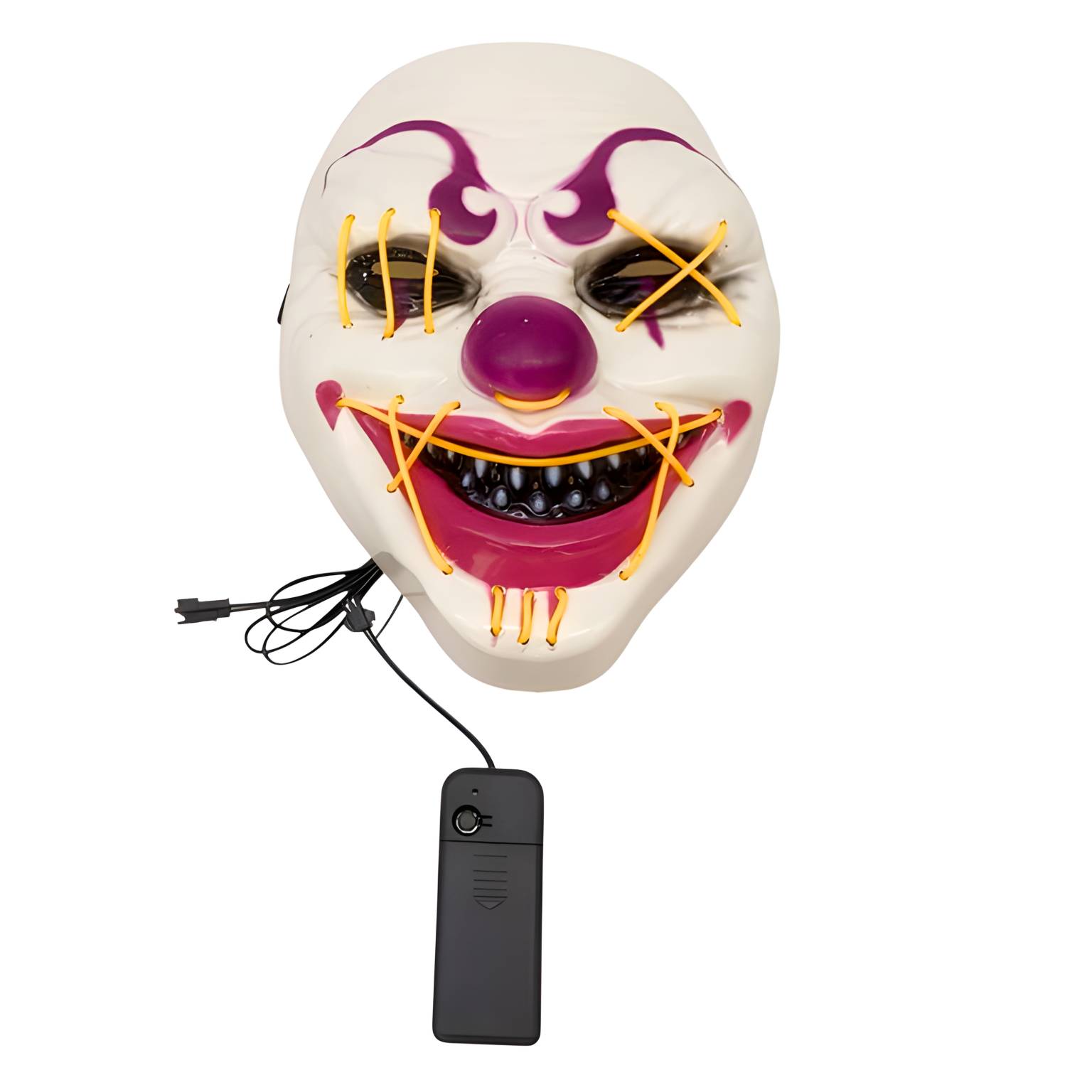 Mascara plastico con luz led payaso 19×27 cm