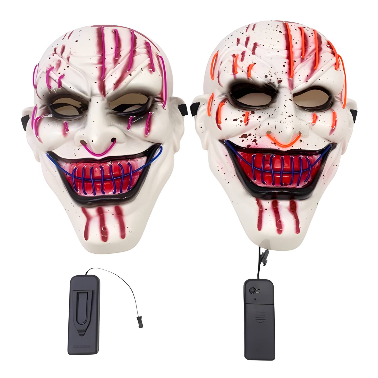 Mascara plastico con luz led boca grande 20×29 cm