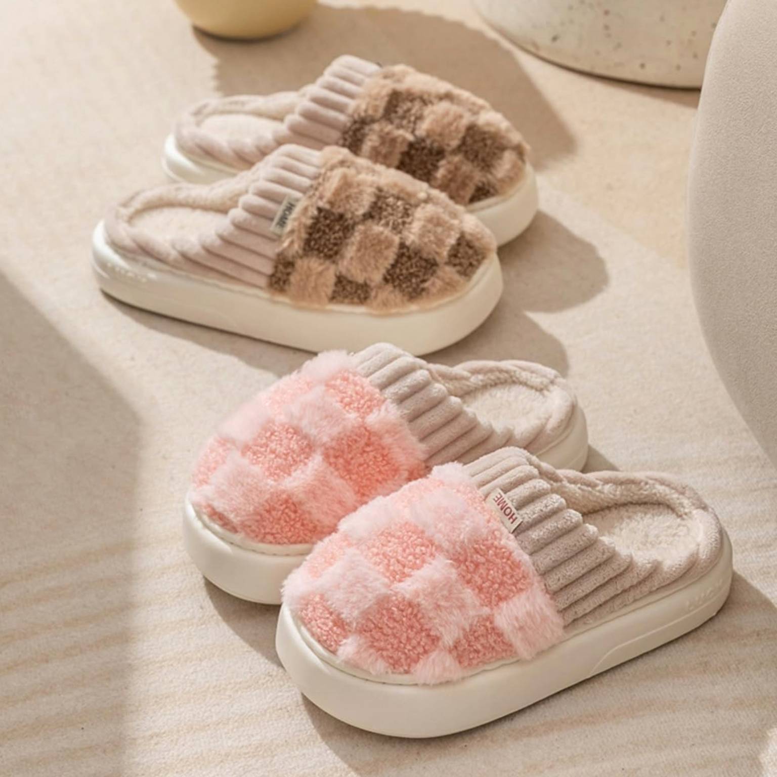 Pantufla zapatilla cuadros talle 36 al 45