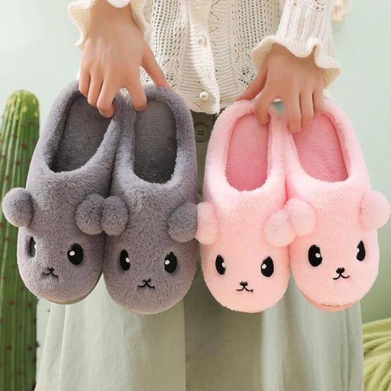 Pantufla animalito rosa o gris talle 36 al 45