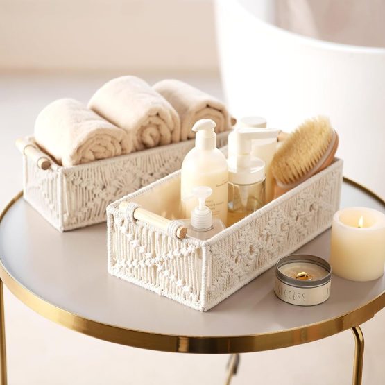 Organizador cesto macrame grande 34x16x10 cm