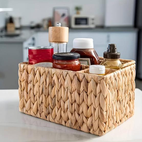 Cesta con reparticiones fibras naturales 26x20x15 cm