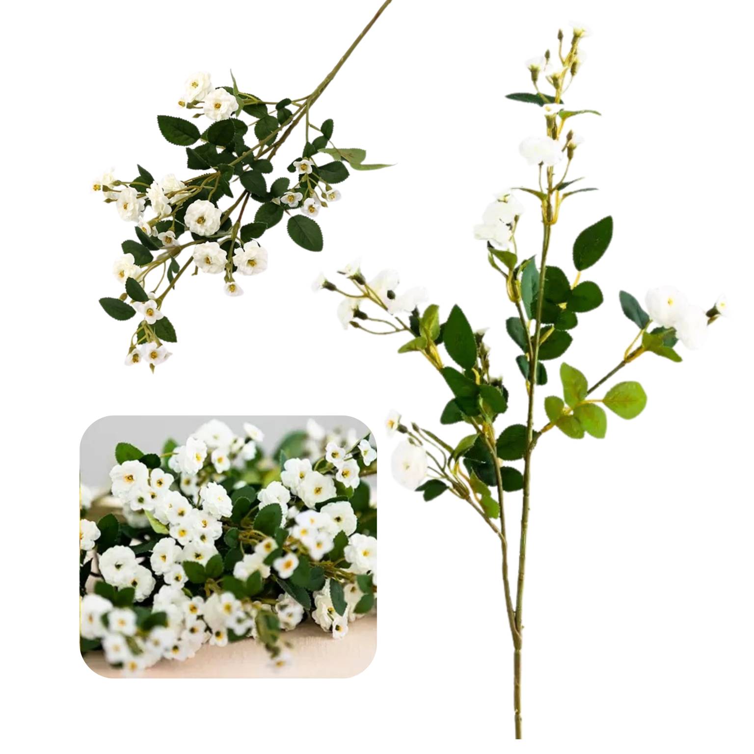 Ramo flores blancas en vara 75cm