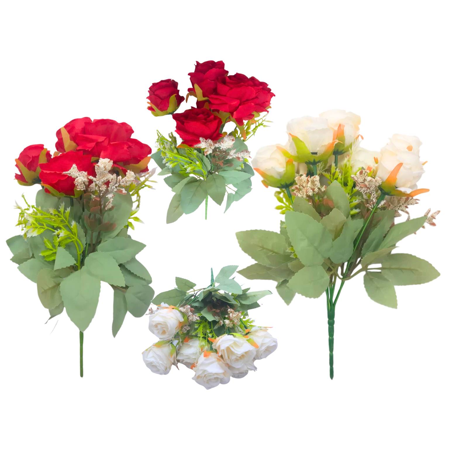 Ramo de flores rosas blancas/rojas 30cm