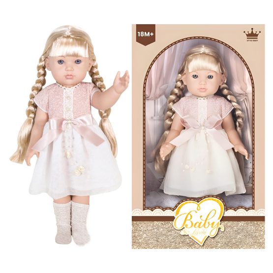 Muñeca en caja dorada 28x12x47 cm