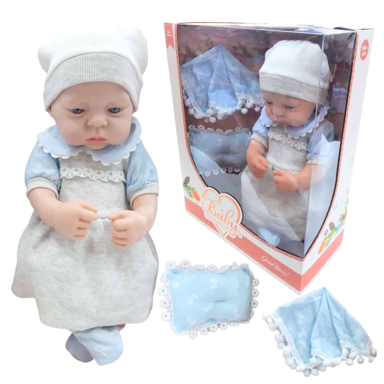 Bebote en caja con cobija y almohada 50x23x44 cm