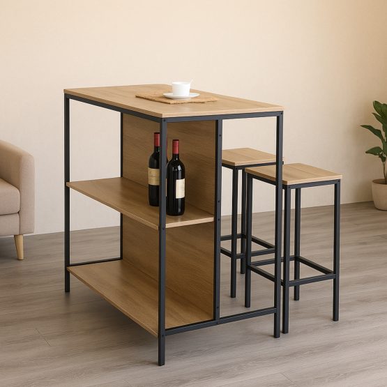 Mesa barra desayunador con butacas 100x95x60 cm