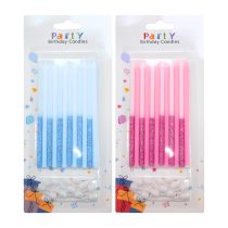 Vela larga mitad brillo azul/rosa