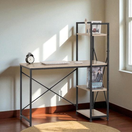 Escritorio de hierro con estanteria lateral 100x52x120 cm