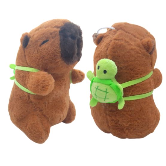 Peluche capibara con mochila tortuga 25cm
