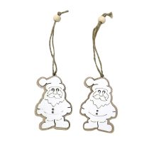 Adorno navideño papa noel x2 madera 7.5cm