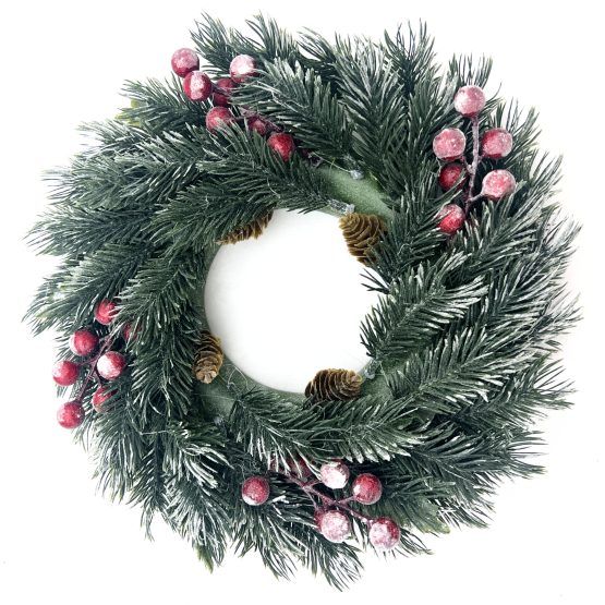 Adorno navideño puerta corona con bayas 25cm