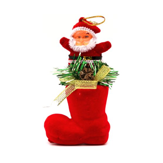 Adorno bota con papa noel 10cm