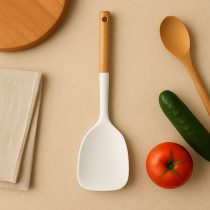 Espatula de silicona mango madera 38×10 cm