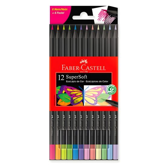 Lapices faber supersoft neon y pastel x 12