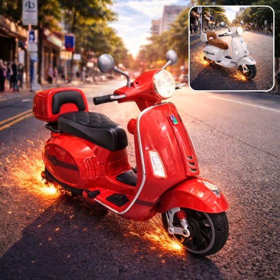 Moto a bateria beige/roja motor 66