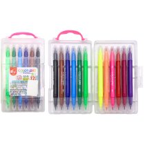 Marcadores doble punta x 12 en estuche bisel y punta fina