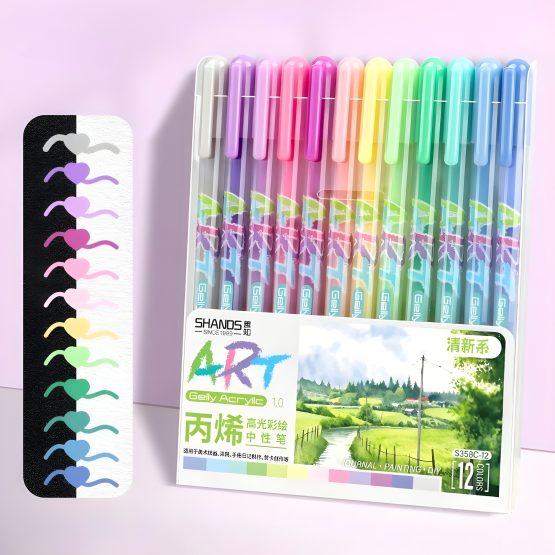 Lapicera gel pintura acrilica x12 15.5cm