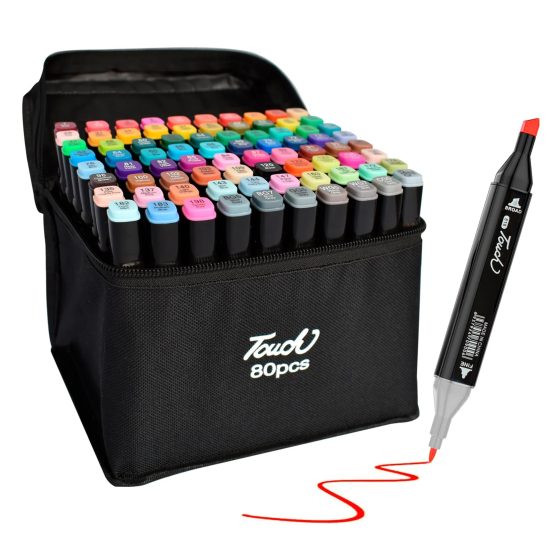 Marcadores doble punta x80 en estuche