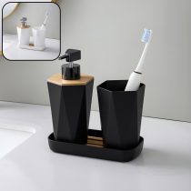Set baño plastico y bambu 2 piezas