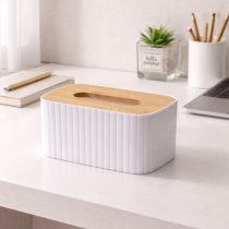 Servilletero/pañuelero plastico y bambu