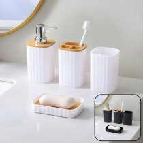 Set de baño 4 piezas blanco/negro