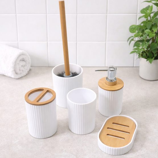 Set de baño 5 piezas blanco en caja