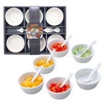 Compotera ceramica con cuchara x6 30x23x4 cm