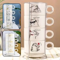 Juego 4 tazas diseño gatitos 250ml con soporte