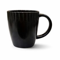 Taza ceramica negra borde lineas 350ml