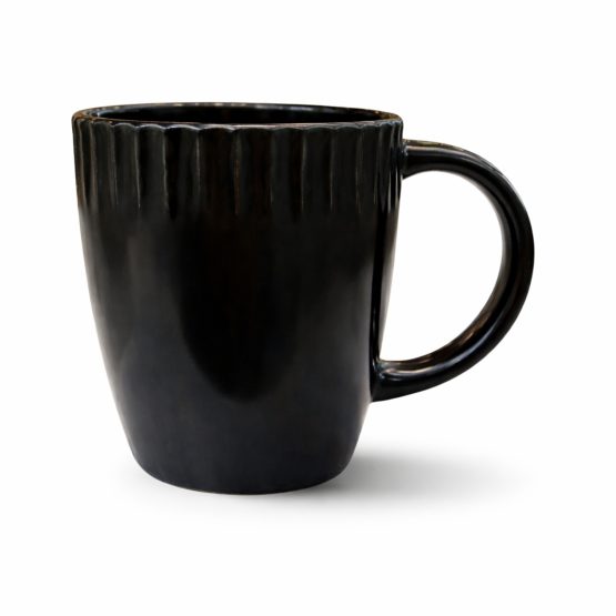 Taza ceramica negra borde lineas 350ml