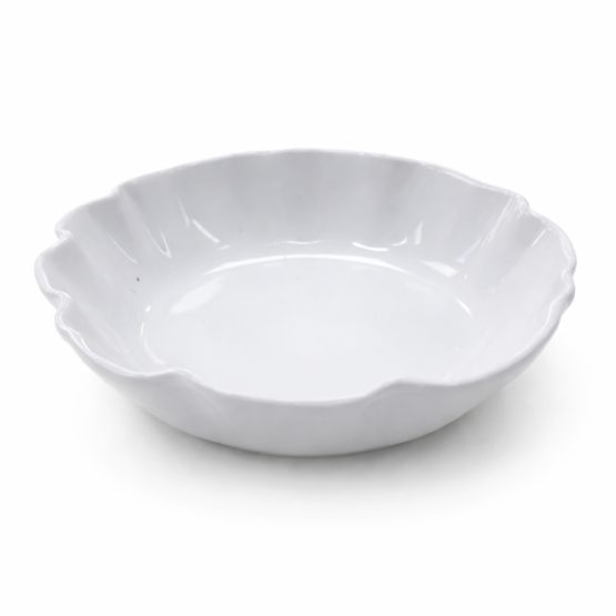 Bowl de ceramica blanco borde ondulado 15×5 cm