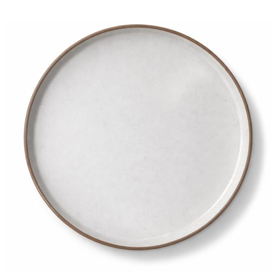 Plato llano ceramica blanco borde beige 26.5cm