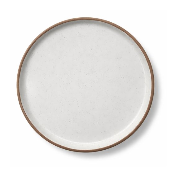 Plato llano ceramica blanco borde beige 20cm