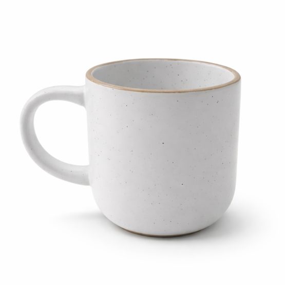 Taza ceramica blanca borde beige 350ml