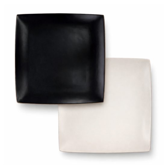 Plato llano ceramica cuadrado 26.5cm blanco/negro