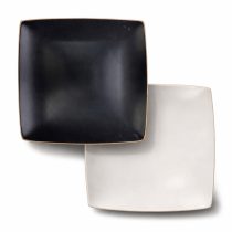 Plato llano ceramica cuadrado 20cm blanco/negro