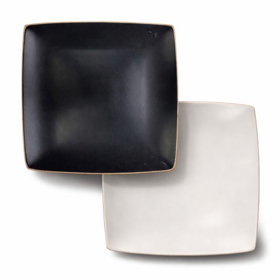 Plato llano ceramica cuadrado 20cm blanco/negro