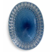 Fuente oval borde decorativo azul 31×23.5 cm