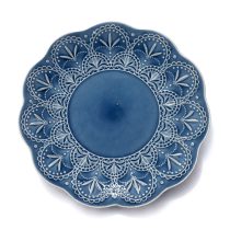 Plato llano ceramica borde decorativo ondas 20cm