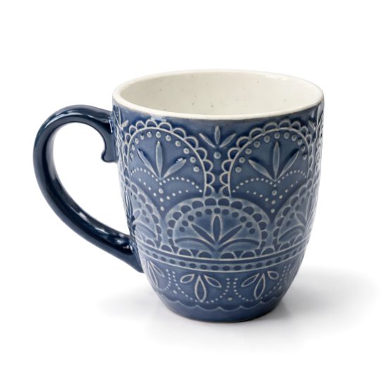 Taza ceramica diseño decorativo azul 350ml