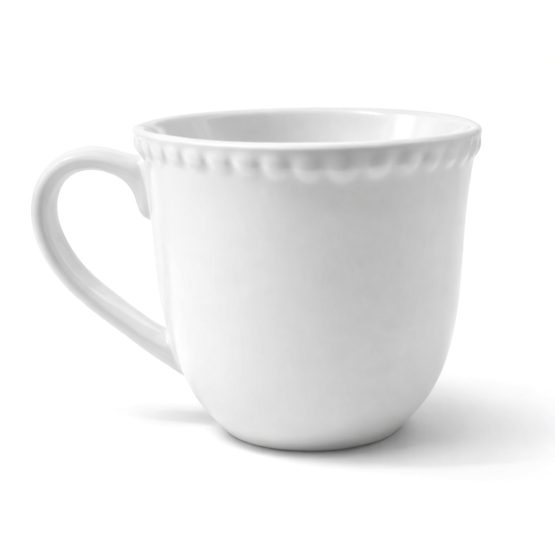 Taza ceramica blanca borde texturado 10×8.8 cm
