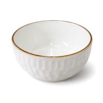 Bowl ceramica textura borde dorado 14.5×7 cm