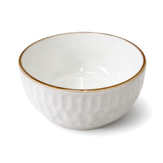 Bowl ceramica textura borde dorado 14.5×7 cm