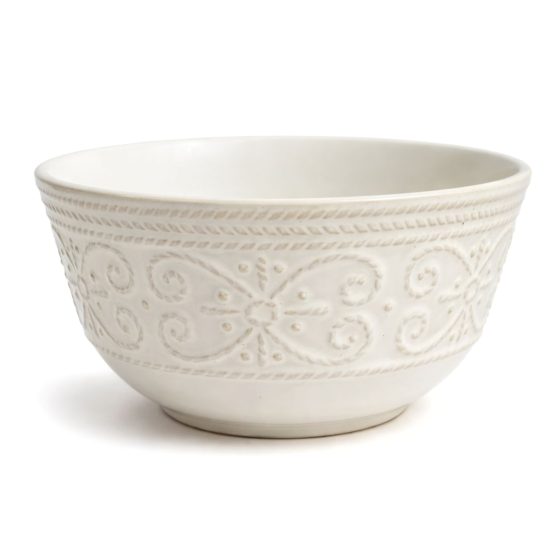 Bowl ceramica blanco diseño puntilla 15×8 cm